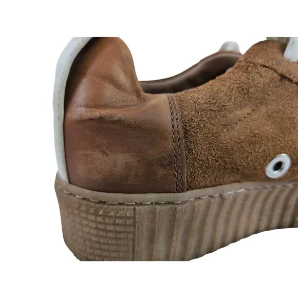 Allsaints Platform Sneakers Womens EU 38 US 8 Cherry Cognac Brown Suede Casual - Picture 6 of 12